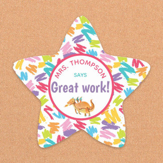 Sticker Étoile Dinosaur minuscule coeur coloré compliment enseign
