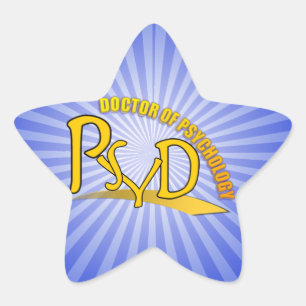 STICKER ÉTOILE DOCTEUR OF PSYCHOLOGY YELLOW LOGO DE PSYD