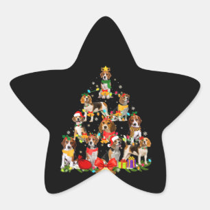 Sticker Étoile Dog Lover Gifts Beagle Tree Christmas Light