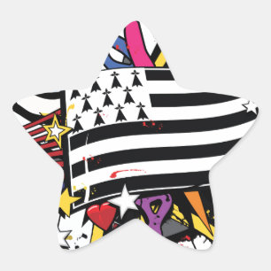 Sticker Étoile Drapeau Bretagne Breizh graffiti Breton graff