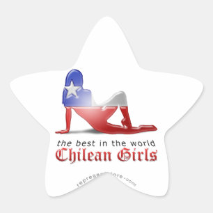 Sticker Étoile Drapeau Silhouette de fille chilienne