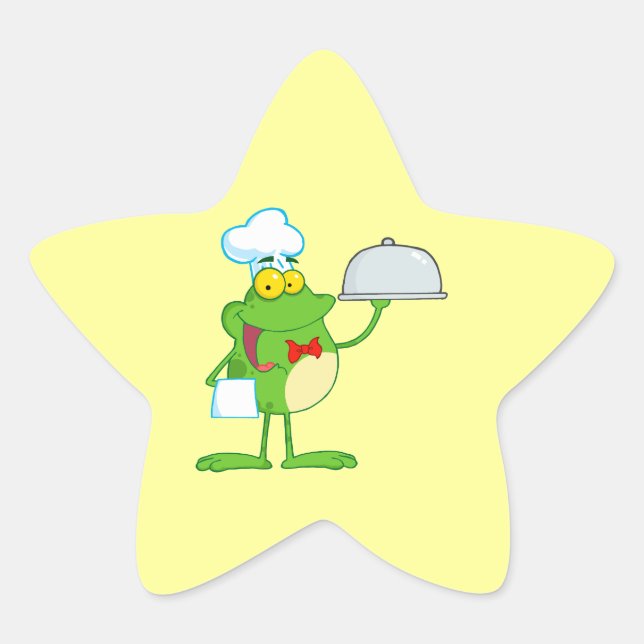 Sticker Étoile drôle cuisinier cuisinier grenouille fourré servan (Devant)
