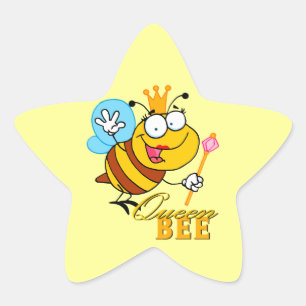 Sticker Étoile drôle de bande dessinée queen bee avec texte