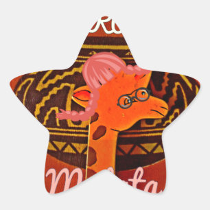 Sticker Étoile Drôle Giraffe avec texte cool Hakuna Matata Design
