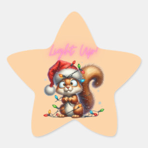 Sticker Étoile Écureuil de Noël avec la carte Festive