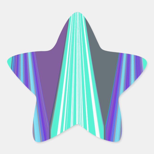 Sticker Étoile Edgy Blue Purple Cyan Chevron Art Imprimer (Devant)
