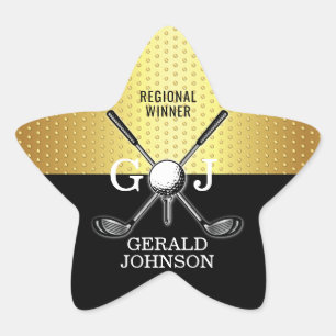 Sticker Étoile Élégant minimaliste Golf Monogramme Conception