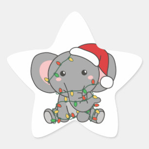 Sticker Étoile Eléphant Noël Animaux d'hiver Eléphants Star S
