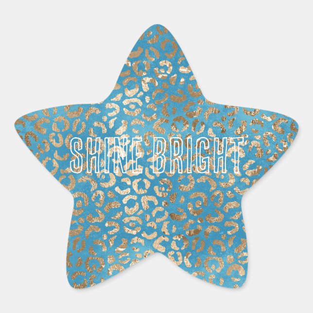 Sticker Étoile Empreinte de léopard bleu bleu turquoise (Devant)