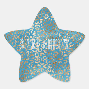 Sticker Étoile Empreinte de léopard bleu bleu turquoise