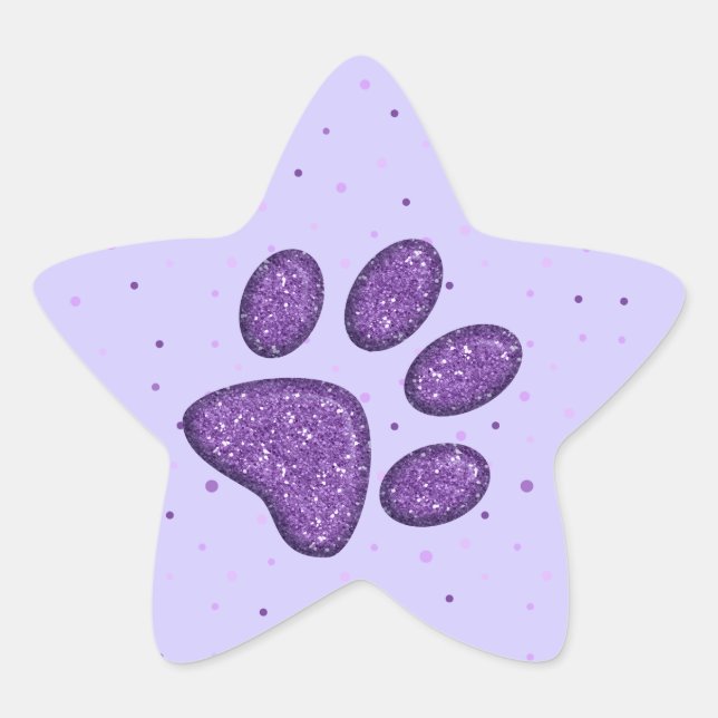 Sticker Étoile empreinte de patte de chat mousseux - violet (Devant)