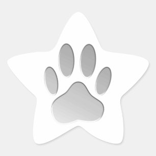 Sticker Étoile Empreinte de patte de chien à l'air métallique