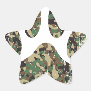 Sticker Étoile Empreinte de patte de chien Camo en détresse