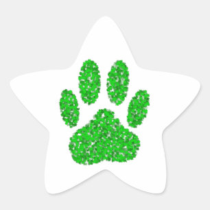 Sticker Étoile Empreinte de patte de chien de feuillage vert