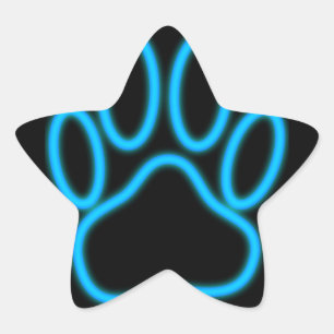 Sticker Étoile Empreinte de patte de chien de Néon Bleu