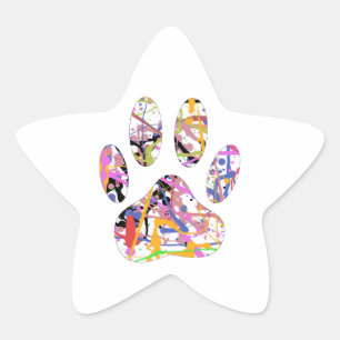Sticker Étoile Empreinte de patte de chien de peinture