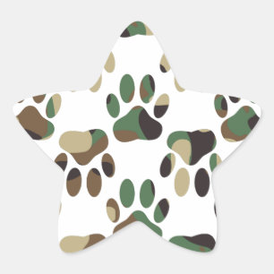 Sticker Étoile Empreinte de patte de chien Motif Camo