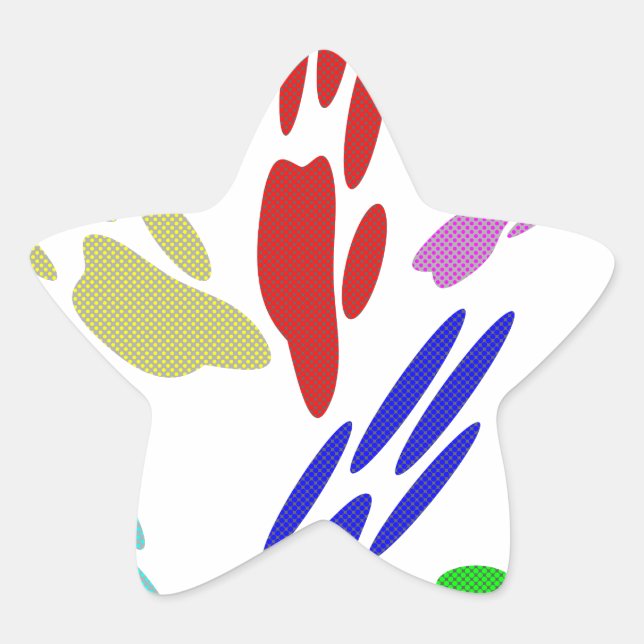 Sticker Étoile Empreintes de pattes de chiens avec Pois (Devant)