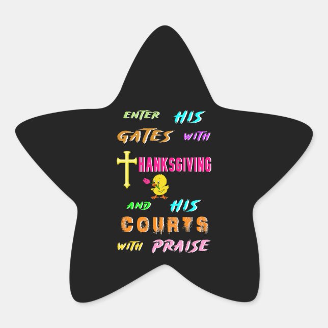 Sticker Étoile Entrez Son Gates Chick Novembre Cross Thankgiving (Devant)