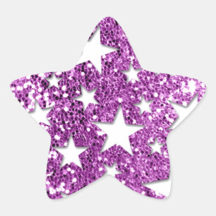 Sticker Étoile Etoiles blanches sur Parties scintillant rose