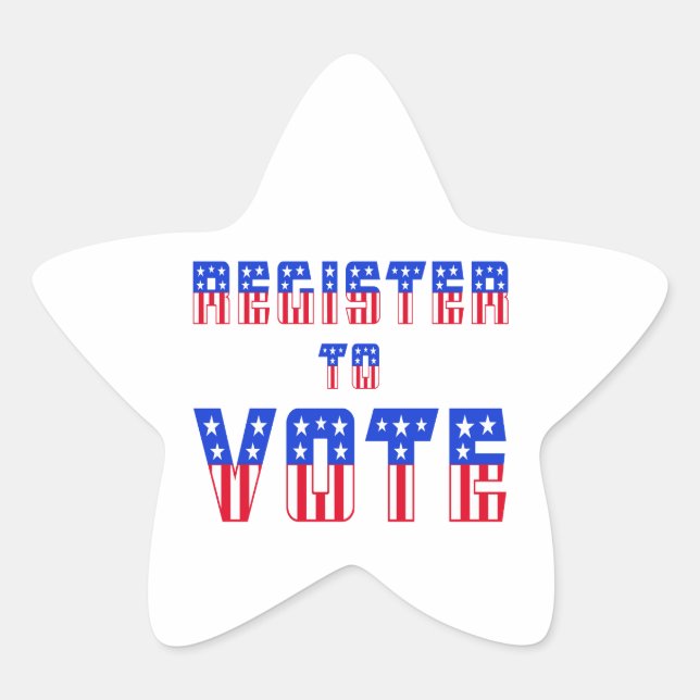 Sticker Étoile Étoiles et bandes Inscrivez-vous pour voter (Devant)