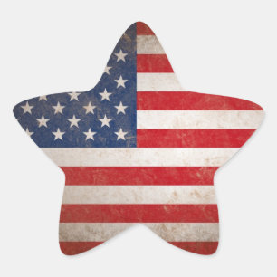 Sticker Étoile Étoiles et rayures patriotiques de cru de drapeau