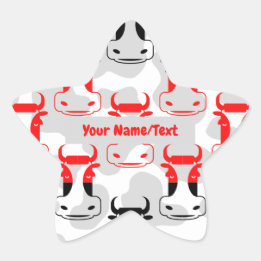 Sticker Étoile Ex-libris personnalisé motif vaches drôles humeur