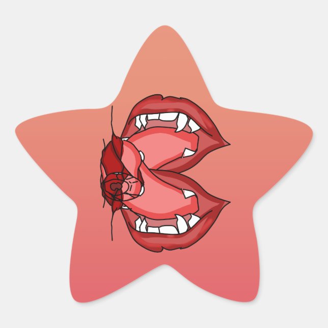 Sticker Étoile Fangs lâchés : L'expression féroce d'un vampire (Devant)