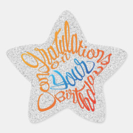 Sticker Étoile Félicitations en forme d'étoile pour "votre" anniv