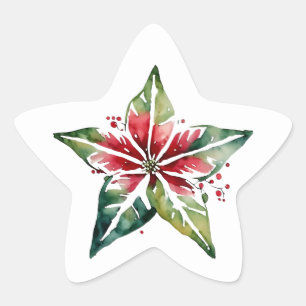 Sticker Étoile Festive Green et Red Christmas Holiday
