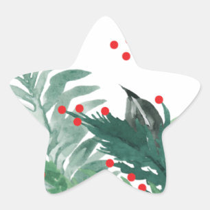 Sticker Étoile Festive Green et Red Christmas Holiday
