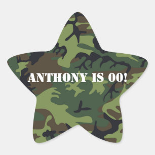Sticker Étoile Fête d'anniversaire sur le thème de l'armée