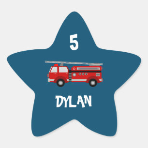 Sticker Étoile Fête du camion d'incendie Anniversaire