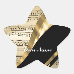 Sticker Étoile Feuille de musique élégante