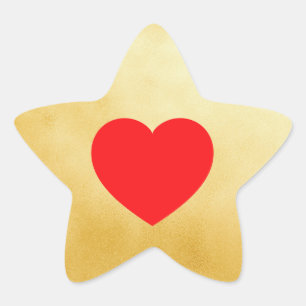 Sticker Étoile Fille Rouge Coeur Gold Foil