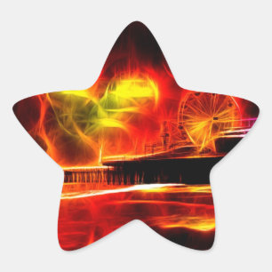 Sticker Étoile Flammes incendie de père Noël Monica Pier Neon