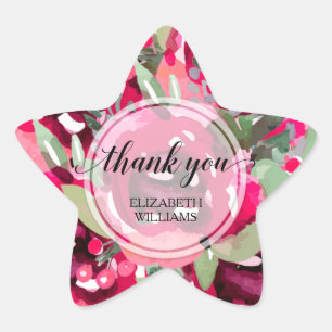 Sticker Étoile Fleurs d'aquarelle du Merci
