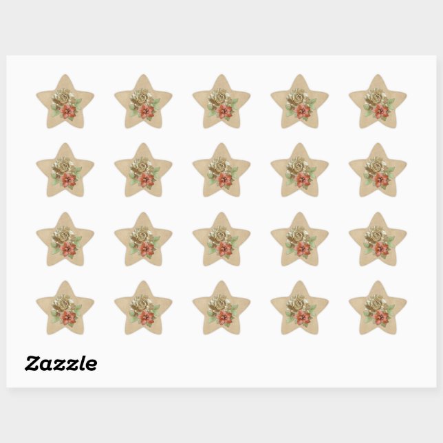 Sticker Étoile Fleurs de cuir sur le daim (Feuille)