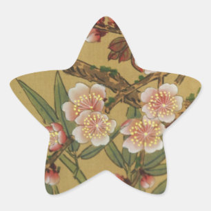 Sticker Étoile Fleurs Japonaises Asiatiques Fleurs de Cerisier Vi