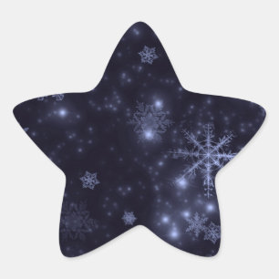 Sticker Étoile Flocon de neige avec Arrière - plan bleu nuit