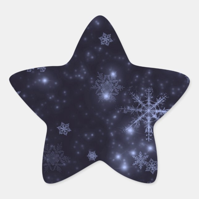 Sticker Étoile Flocon de neige avec Arrière - plan bleu nuit (Devant)