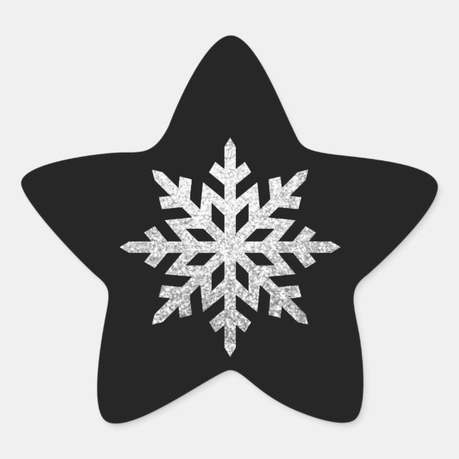 Sticker Étoile Flocon de neige Parties scintillant en argent (Devant)