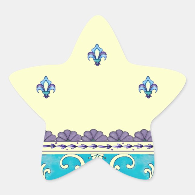 Sticker Étoile Fluer De Lis Blue Swirl Design (Devant)