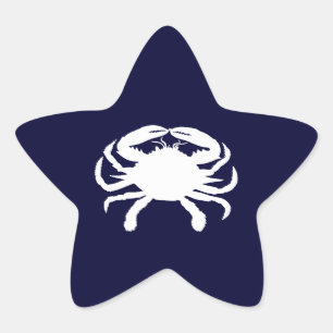 Sticker Étoile Forme de crabe bleu et blanc