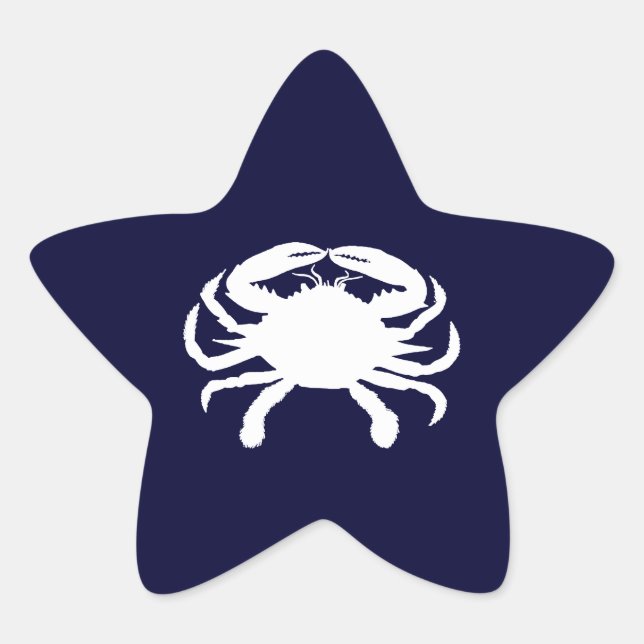 Sticker Étoile Forme de crabe bleu et blanc (Devant)