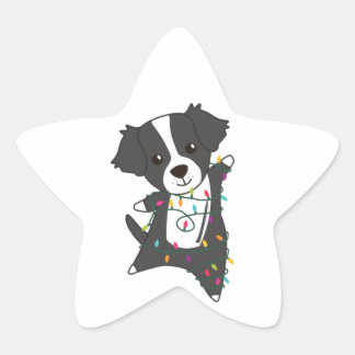 Sticker Étoile Frontière Collie Chien de Noël Animaux d'hiver Chi