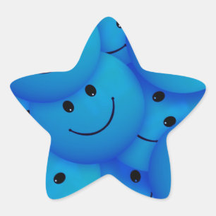 Sticker Étoile Fun Cool Happy Blue Faces