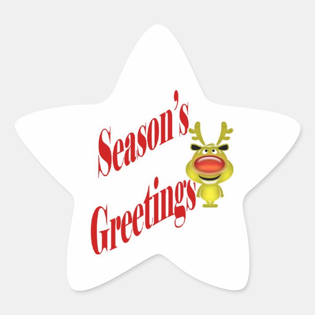 Sticker Étoile Funny Christmas Reindeer "Salutations de saison" (Devant)