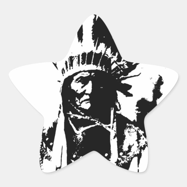 Sticker Étoile Geronimo noir et blanc (Devant)