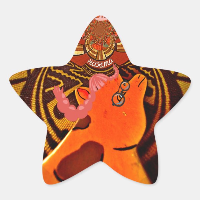 Sticker Étoile Giraffe drôle : Un charme africain kaléidoscopique (Devant)